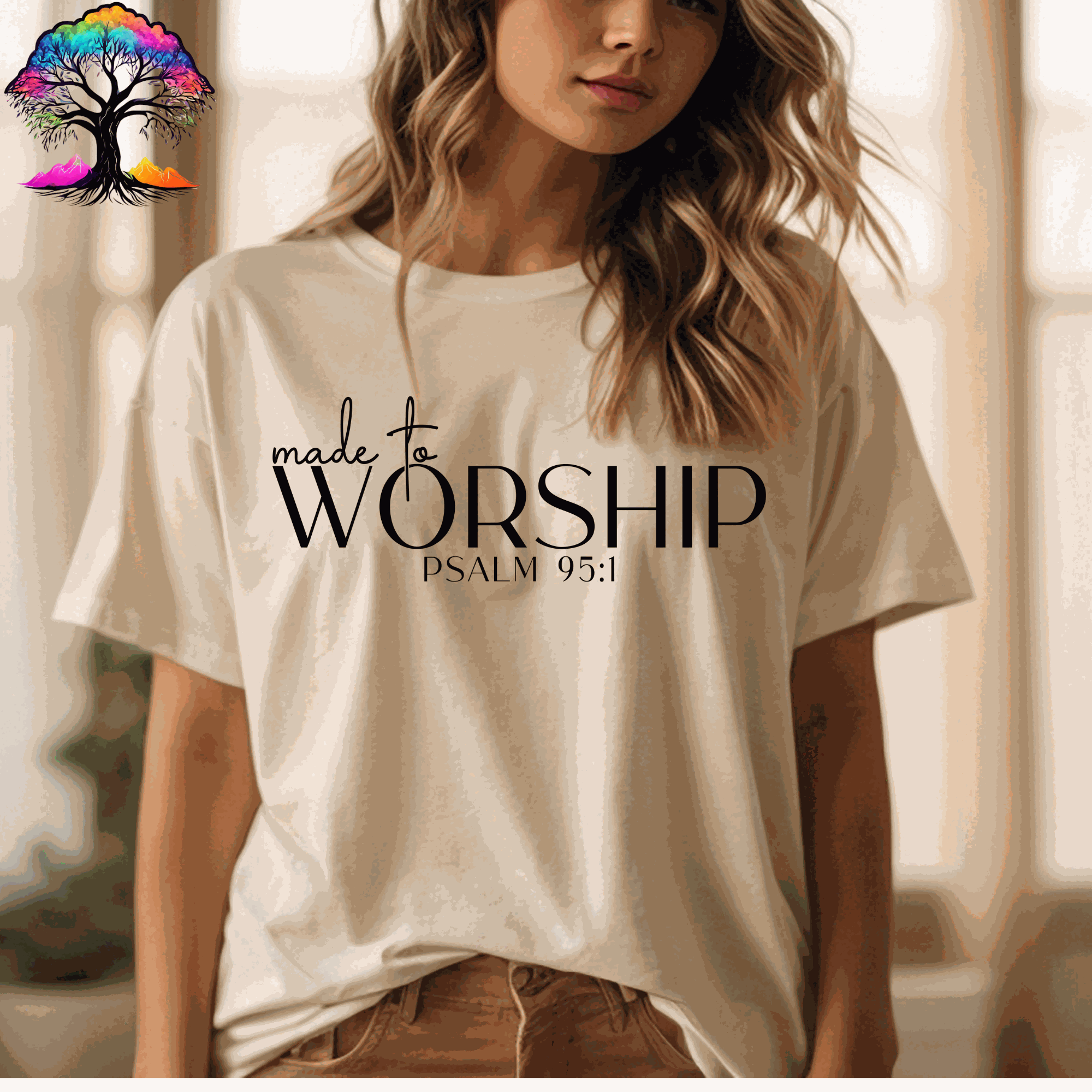 Christian T-Shirt with Made to Worship design, unisex, soft fabric, durable print