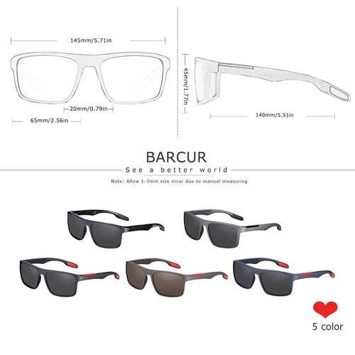BARCURTR90 Ultralight Polarized Sunglasses for Men Vintage Square Eyewear with UV400 Protection for Summer