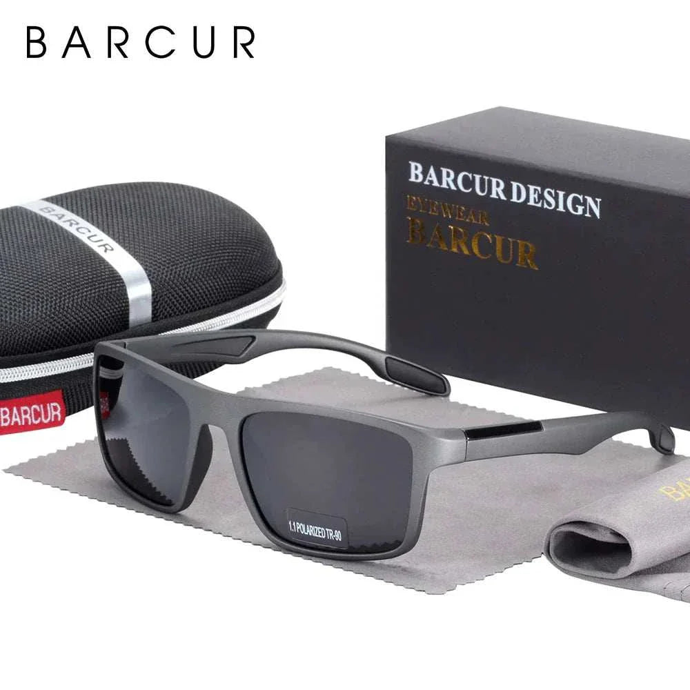 Ultralight polarized sunglasses with vintage square plastic frame and UV400 protection for men