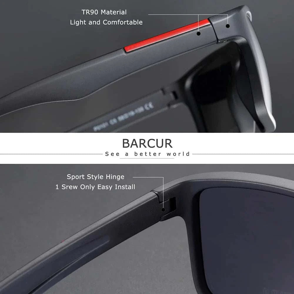 BARCURTR90 Ultralight Polarized Sunglasses for Men Vintage Square Eyewear with UV400 Protection for Summer
