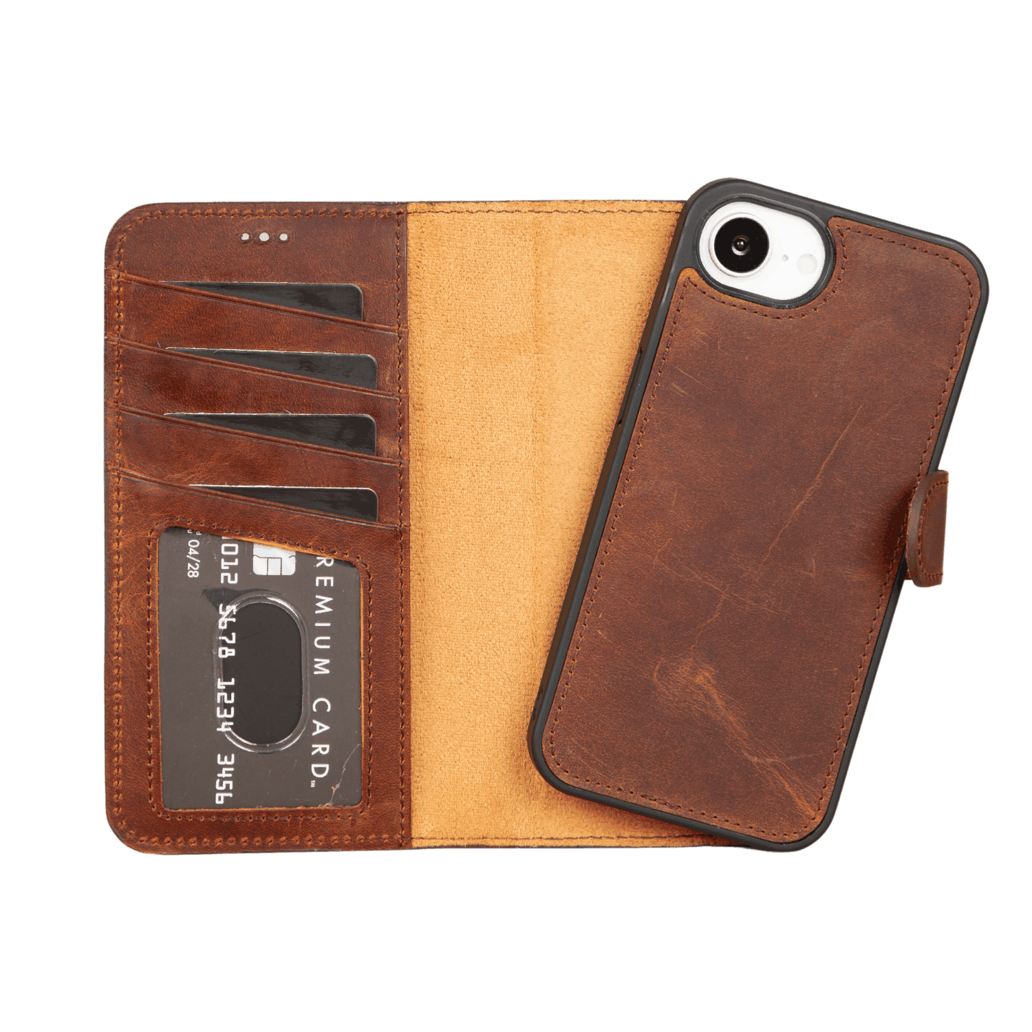 iPhone 16e Leather Wallet Case - Brown - Brooklyn