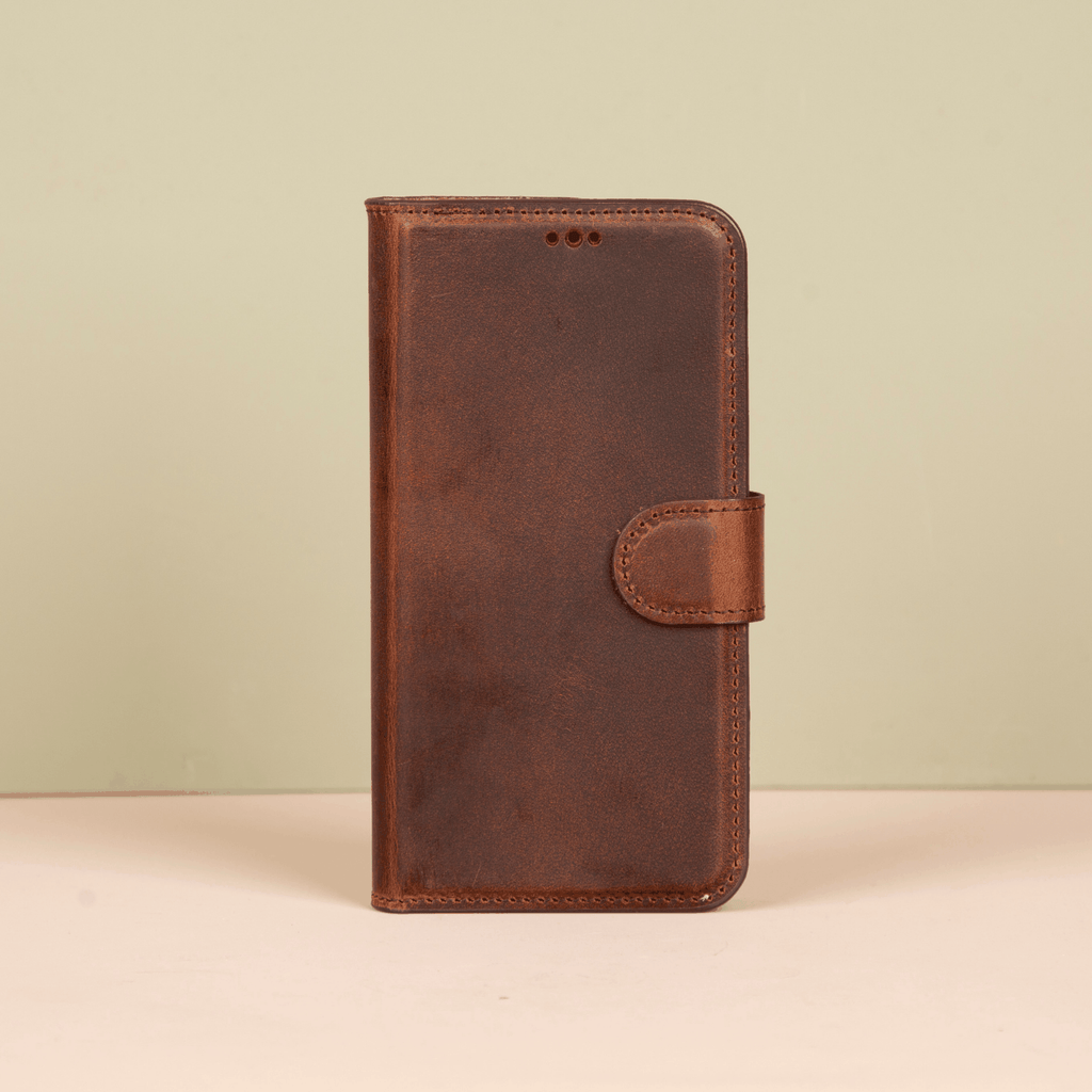 iPhone 16e Leather Wallet Case - Brown - Brooklyn