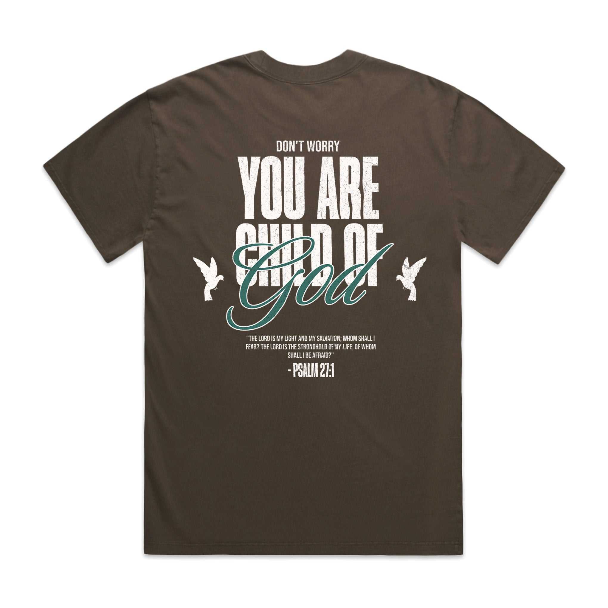 Men's Heavy Faded Tee with Psalm 27:1 scripture and oversized, durable cotton design
