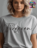 Christian T-Shirt with Just Forgiven faith-based design on soft breathable fabric