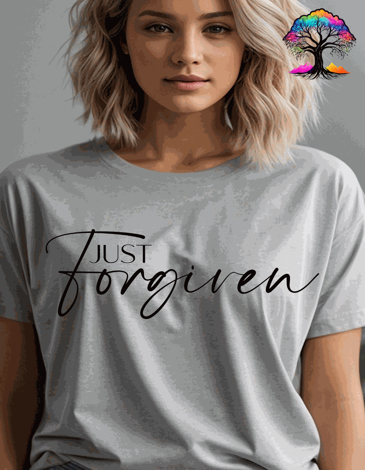 Christian T-Shirt with Just Forgiven faith-based design on soft breathable fabric