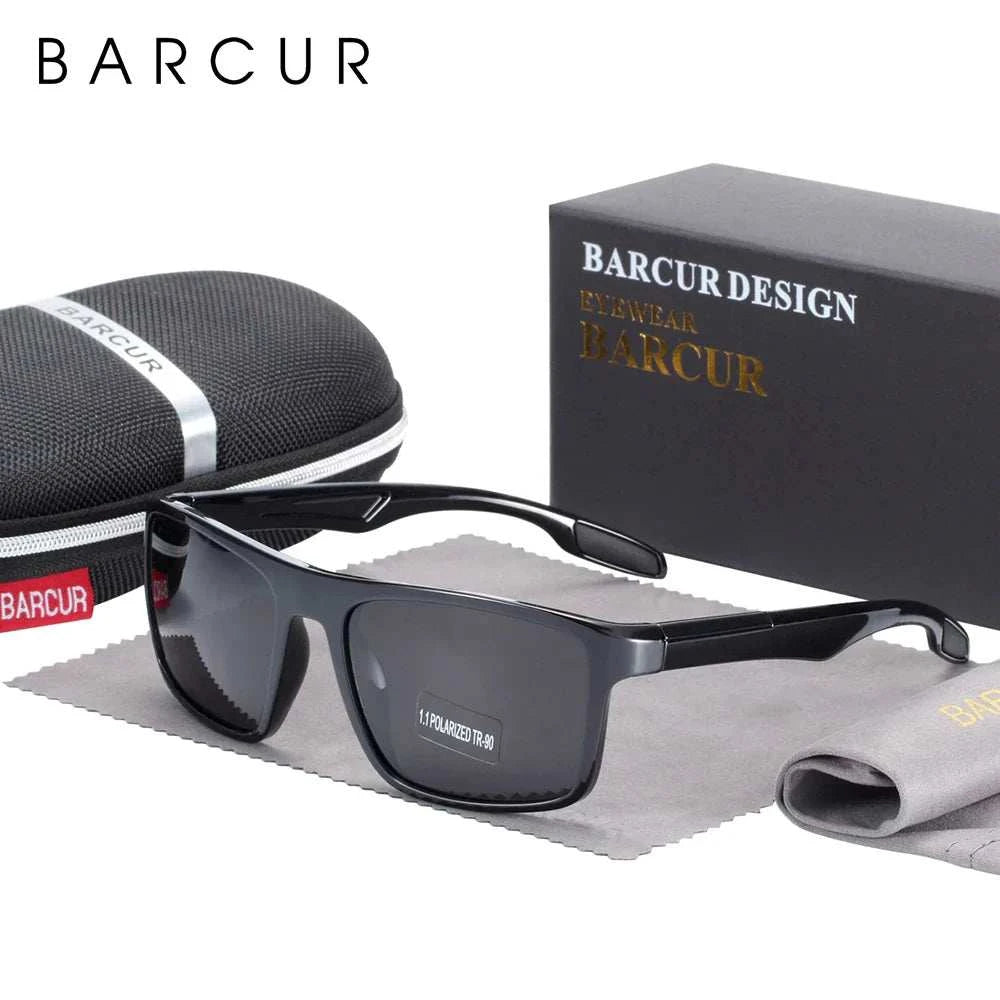 BARCURTR90 Ultralight Polarized Sunglasses for Men Vintage Square Eyewear with UV400 Protection for Summer
