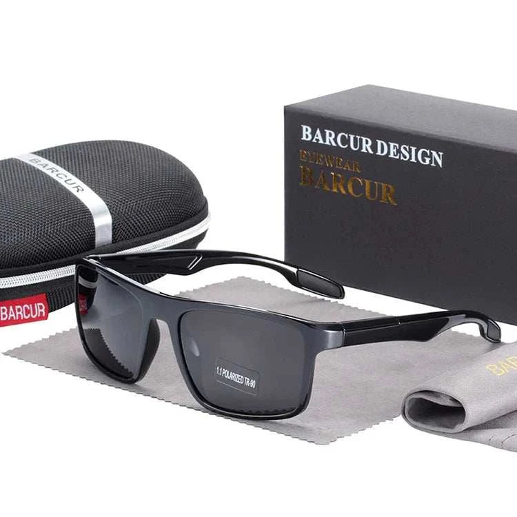 BARCURTR90 Ultralight Polarized Sunglasses for Men Vintage Square Eyewear with UV400 Protection for Summer