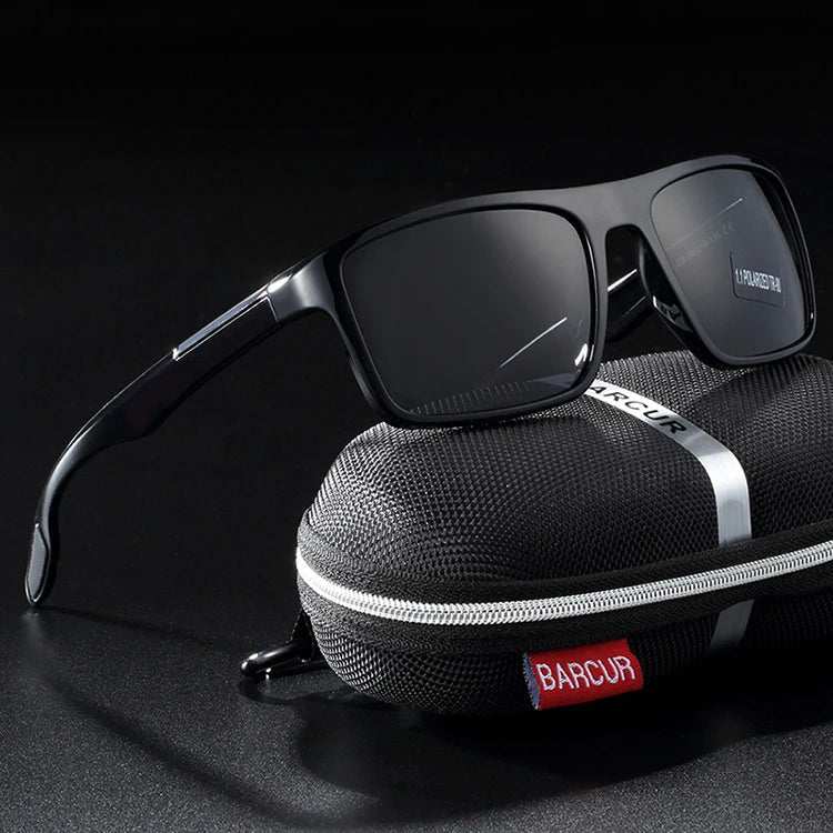 BARCURTR90 Ultralight Polarized Sunglasses for Men Vintage Square Eyewear with UV400 Protection for Summer