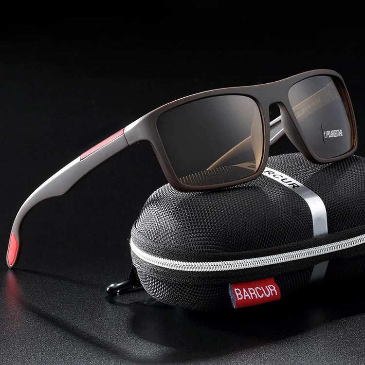 BARCURTR90 Ultralight Polarized Sunglasses for Men Vintage Square Eyewear with UV400 Protection for Summer
