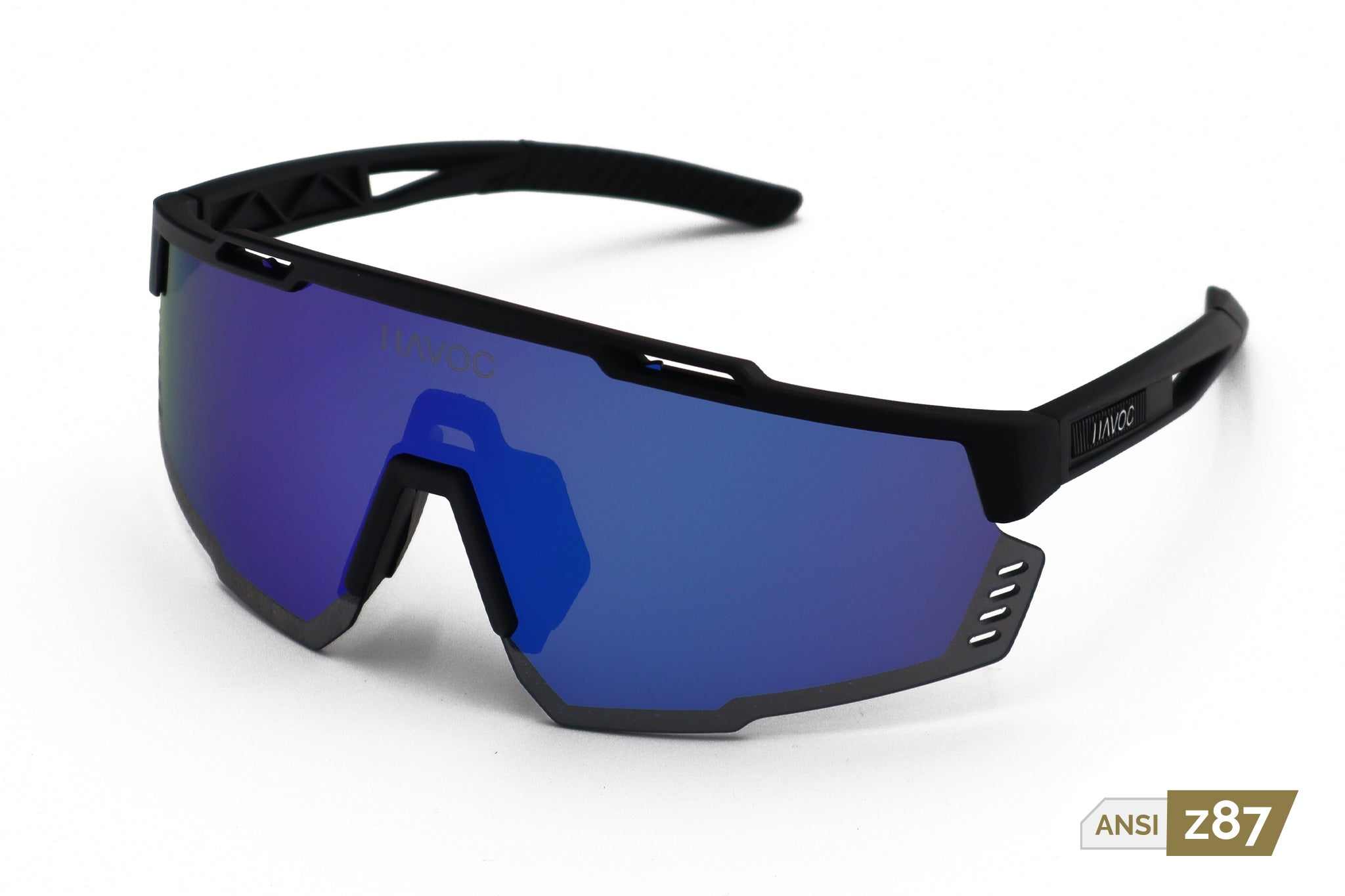 Reaper Sunglasses ANSI z87.1+ rated with impact resistant lenses, rubber non-slip arms, UV400 protection, and lightweight design