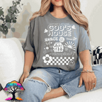 Christian T-Shirt with God's House faith design, unisex, soft breathable fabric, durable print