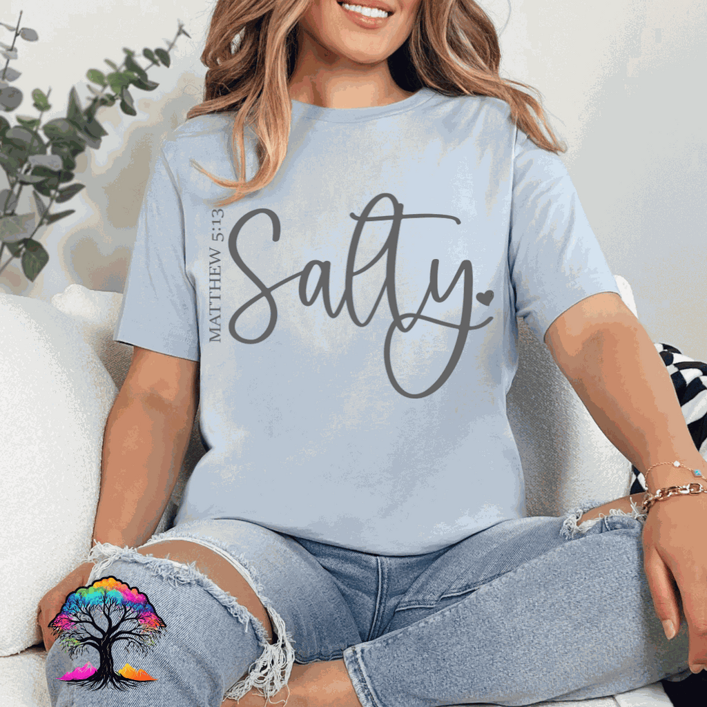 Christian T-Shirt with Salty Scripture design inspired by Matthew 5:13 on soft, breathable fabric