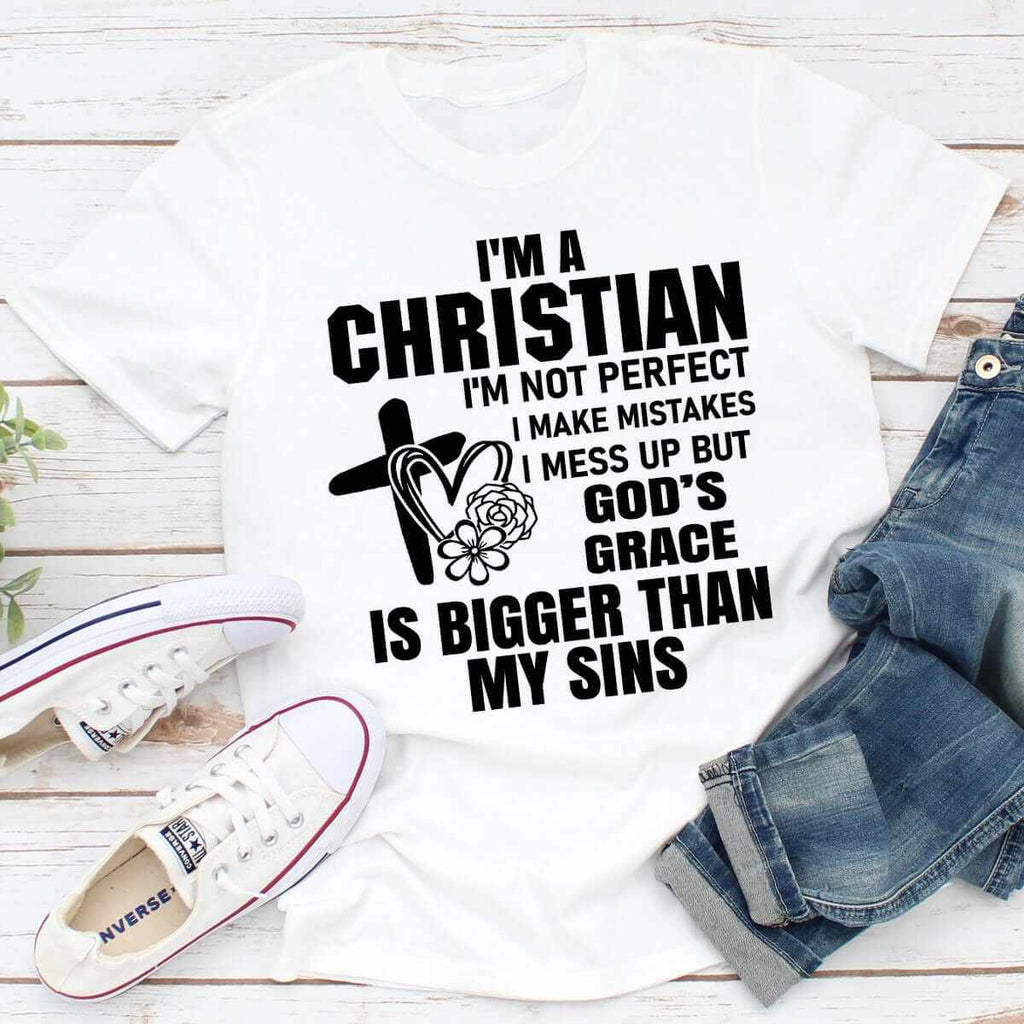 I'm A Christian T-Shirt with bold faith message, unisex fit, soft fabric, and durable print.