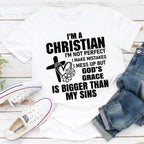 I'm A Christian T-Shirt with bold faith message, unisex fit, soft fabric, and durable print.