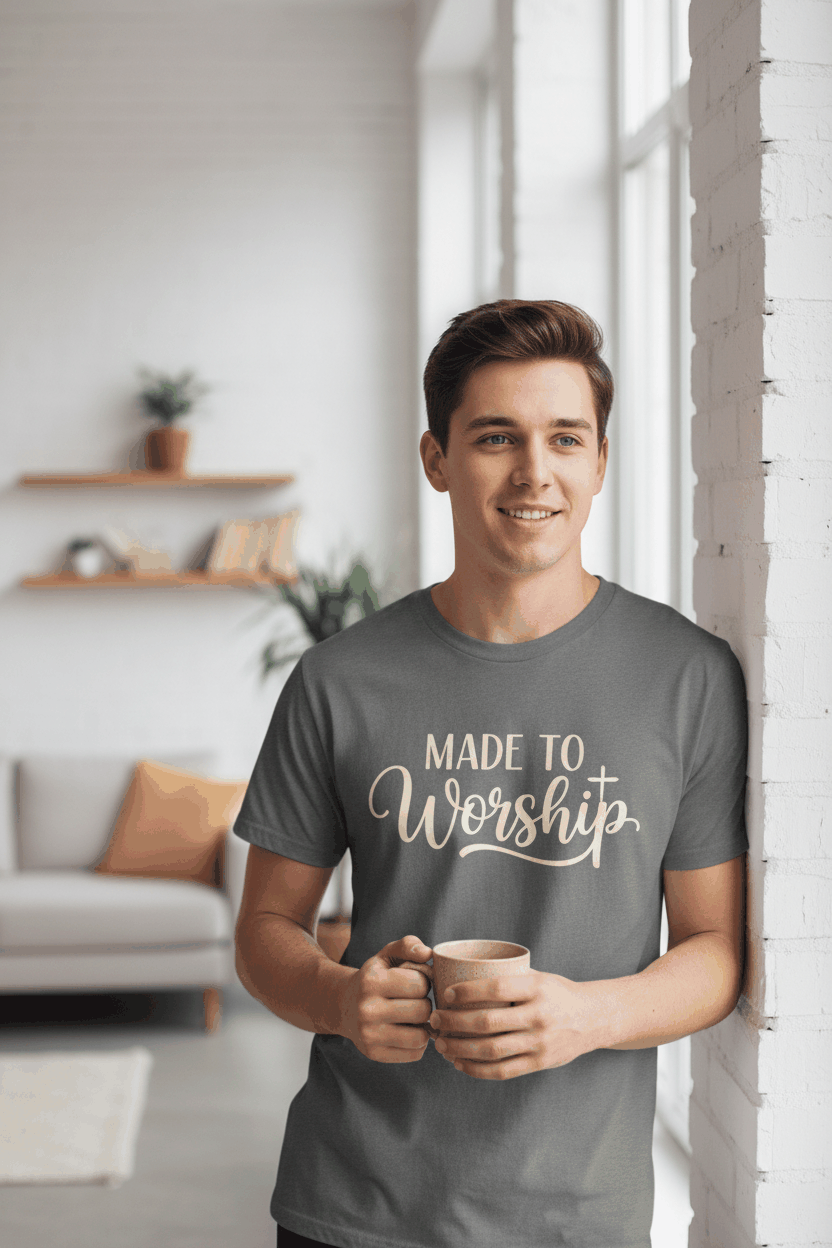 Made to Worship Christian T-Shirt - Lifestyle Shot