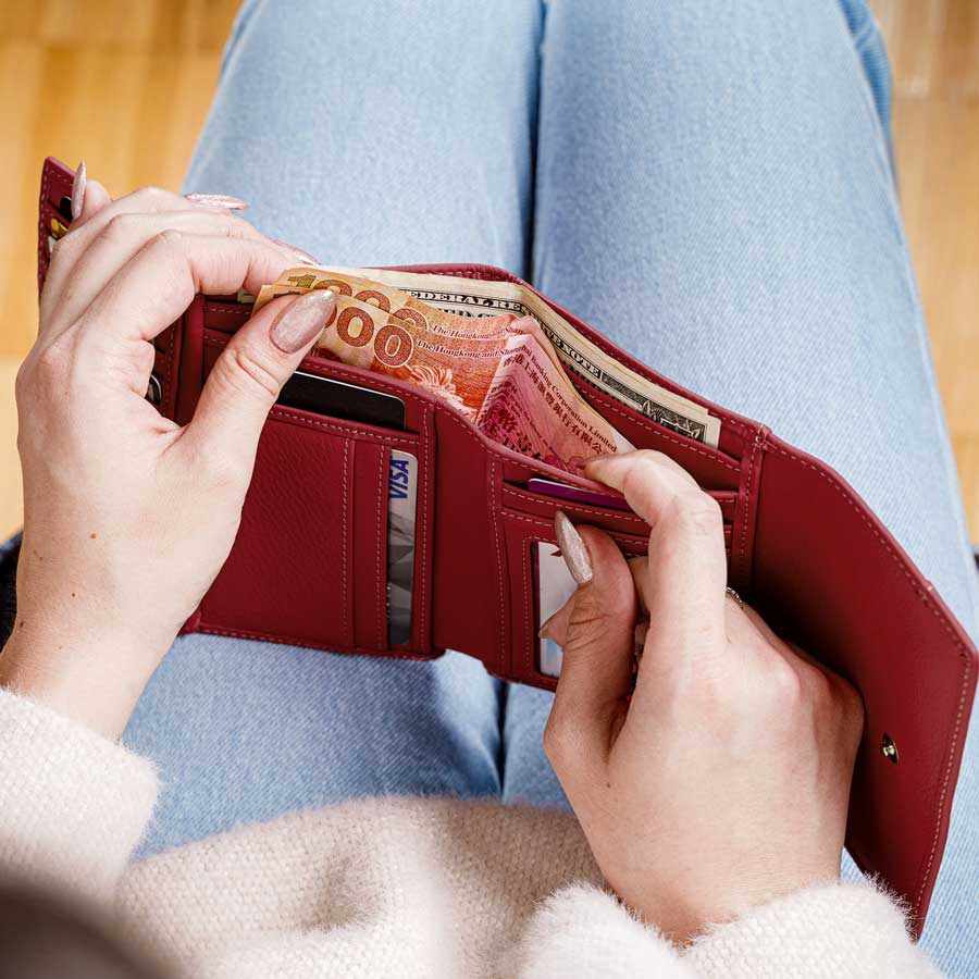 RFID Blocking Women's Leather Trifold Wallet